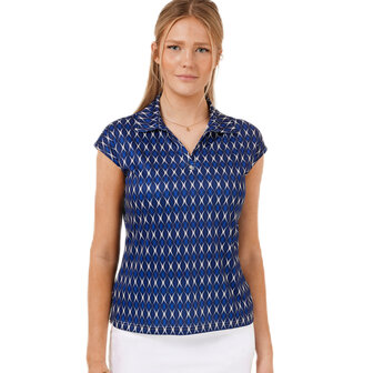 overall blauw print top