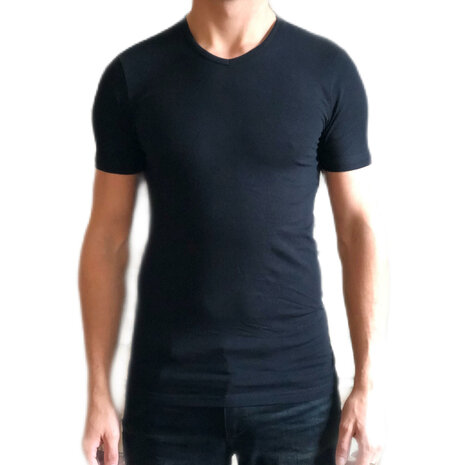 t-shirt zwart v hals
