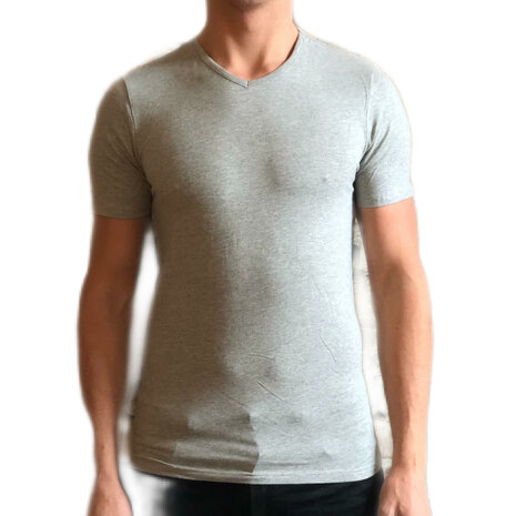v-hals t-shirt grijs