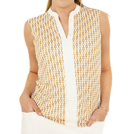 func facgory dames top zoe gold print