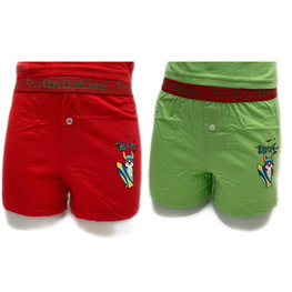 Embrator 2-stuks Jongens Boxershort LOOSE FIT Surf rood-groen 128 t/m 146