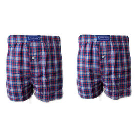 Embrator 2-stuks mannen Boxershort geweven katoen kobalt/wit/rood L t/m 3XL