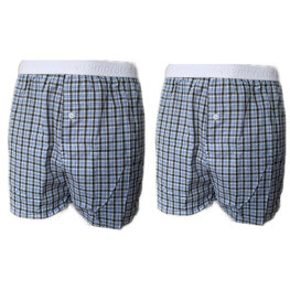 Embrator 2-stuks mannen Boxershort geruit wit/zwart/rood L en XL
