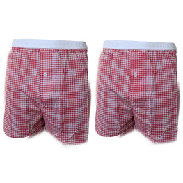 Embrator 2-stuks mannen Boxershort geruit rood/wit L en XL