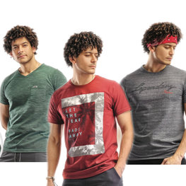 Embrator 3-stuks mannen T-shirt mix1 groen/rood/grijs M t/m XXL Embrator 3-stuks mannen T-shirt mix1 groen/rood/grijs M t/m XXL