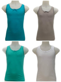 Embrator meisjes Hemdjes 4-stuks wit,lichtgrijs,zeegroen,turquoise 92 t/m 164