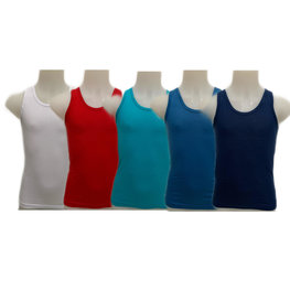 Embrator jongens Hemdjes 104 t/m 164 5-stuks wit, rood, turquoise, blauw, donkerblauw