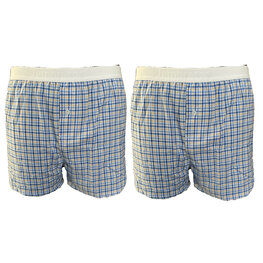 Embrator 2-stuks mannen geruite boxershorts wit/blauw/geel