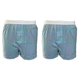 Embrator 2-stuks geruite boxershorts wit/blauw/groen