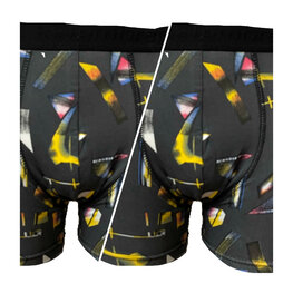 Embrator 2-pack heren Boxer print grijs/geel maat L