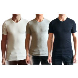 DICE 3-stuks T-shirt V-hals wit/zwart/grijs S, M, XXL