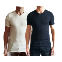 DICE 2-stuks heren T-shirt V-hals wit/zwart S, M, XXL