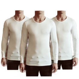 DICE Longsleeve V-hals 3 x wit Alleen XXL