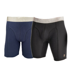 Shots 2-pack mannen Boxershort met extra lange pijpen zwart/donkerblauw