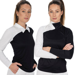Func Factory dames longsleeve Polo Leja zwart/wit
