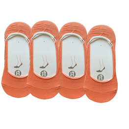 Dames 4-pack Invisible Sneakersokken oranje One Size