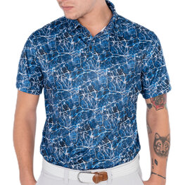 Func Factory mannen polo SIgge blauw marmerlook Alleen XXL